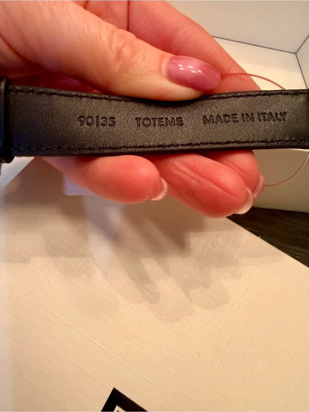 Toteme Black Leather Belt with Gold-Tone Buckle